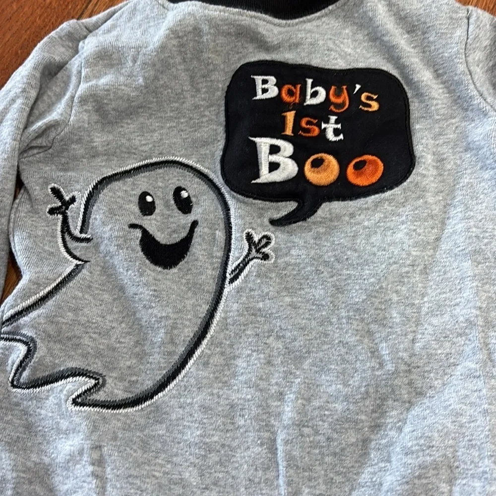 Baby’s First Boo Halloween outfit or sleeper 3-6 Months Koala Kids gray